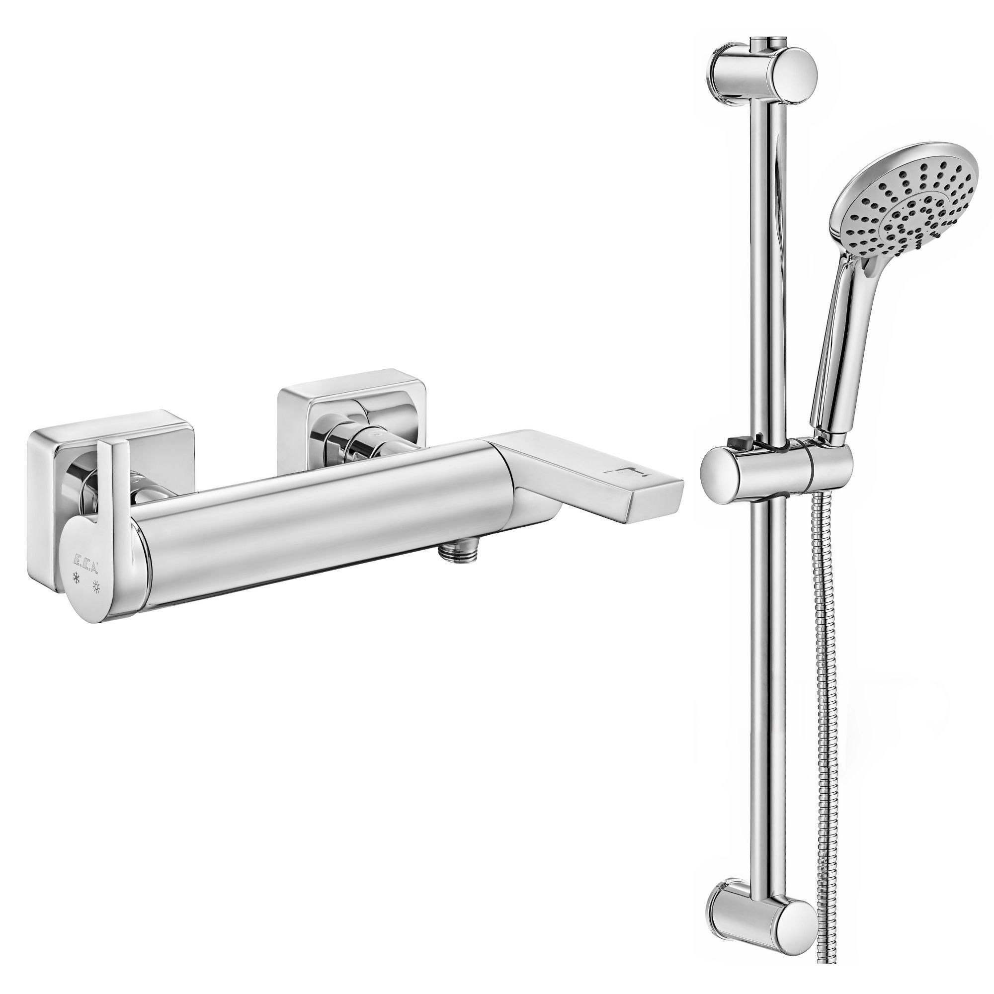 ECA İcon Banyo Bataryası + ECA Logica Sürgülü Duş Seti Üst Takımı