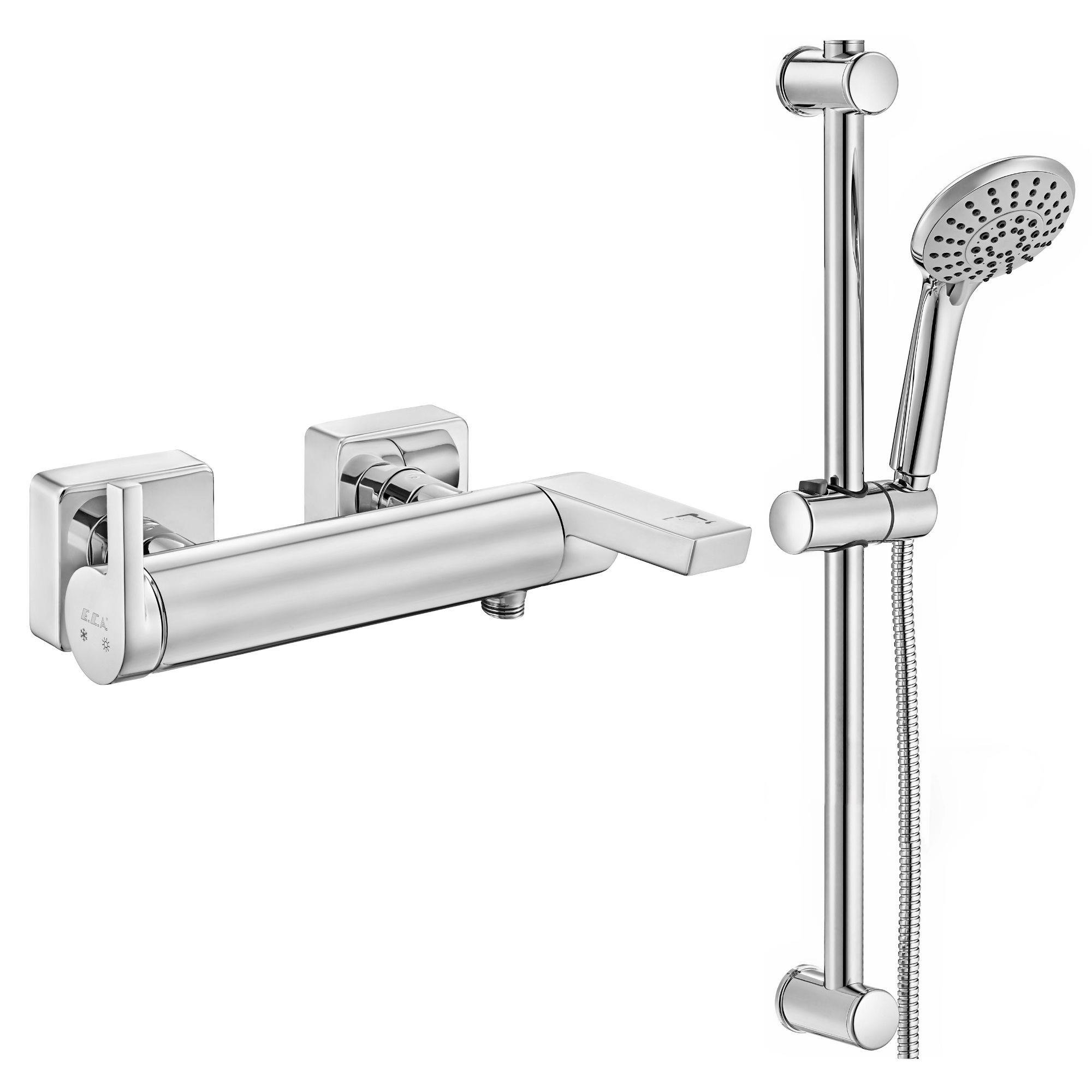 ECA İcon Banyo Bataryası + ECA Logica Sürgülü Duş Seti Üst Takımı