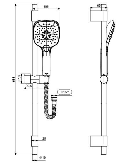 ECA İcon Banyo Hareketli Sürgülü Duş Seti Üst Takımı 102146080