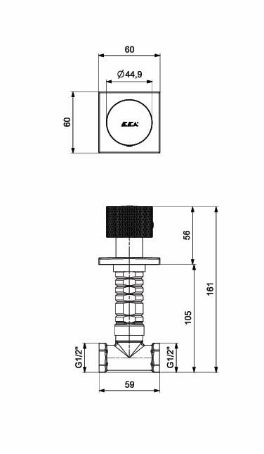 ECA Life Ankastre Ara Kesme Valfi 1/2 Mat Siyah Renkli 102151777C1