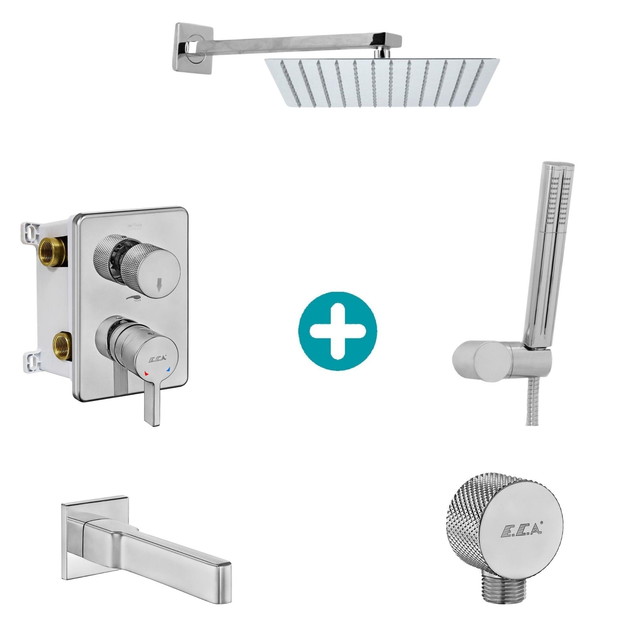 ECA Life Ankastre Gömme Banyo Bataryası Duş Seti Tüm Parçalar Dahil 30x30 