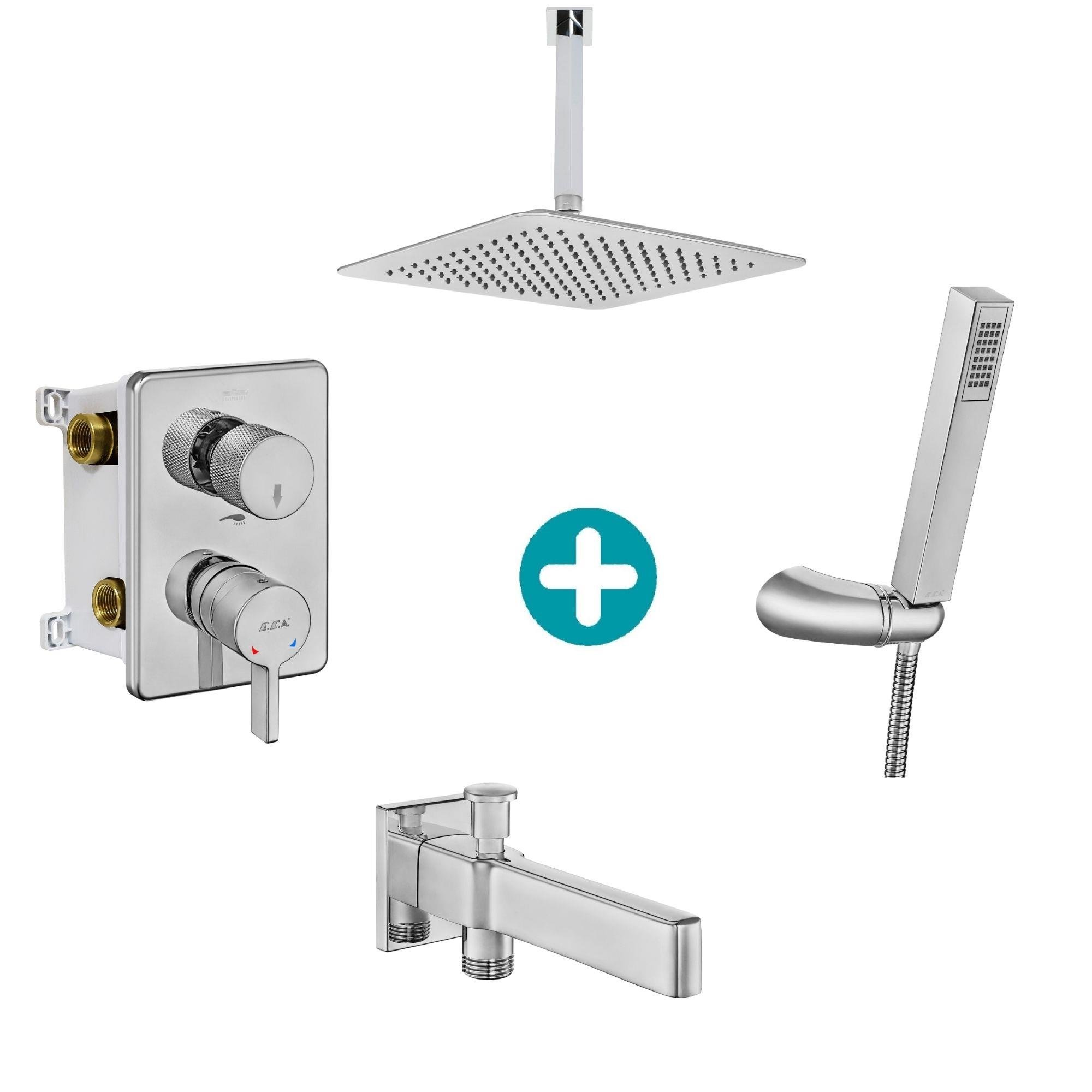 ECA Life Ankastre Gömme Banyo Bataryası  Tavandan Duş Seti Tüm Parçalar Dahil 