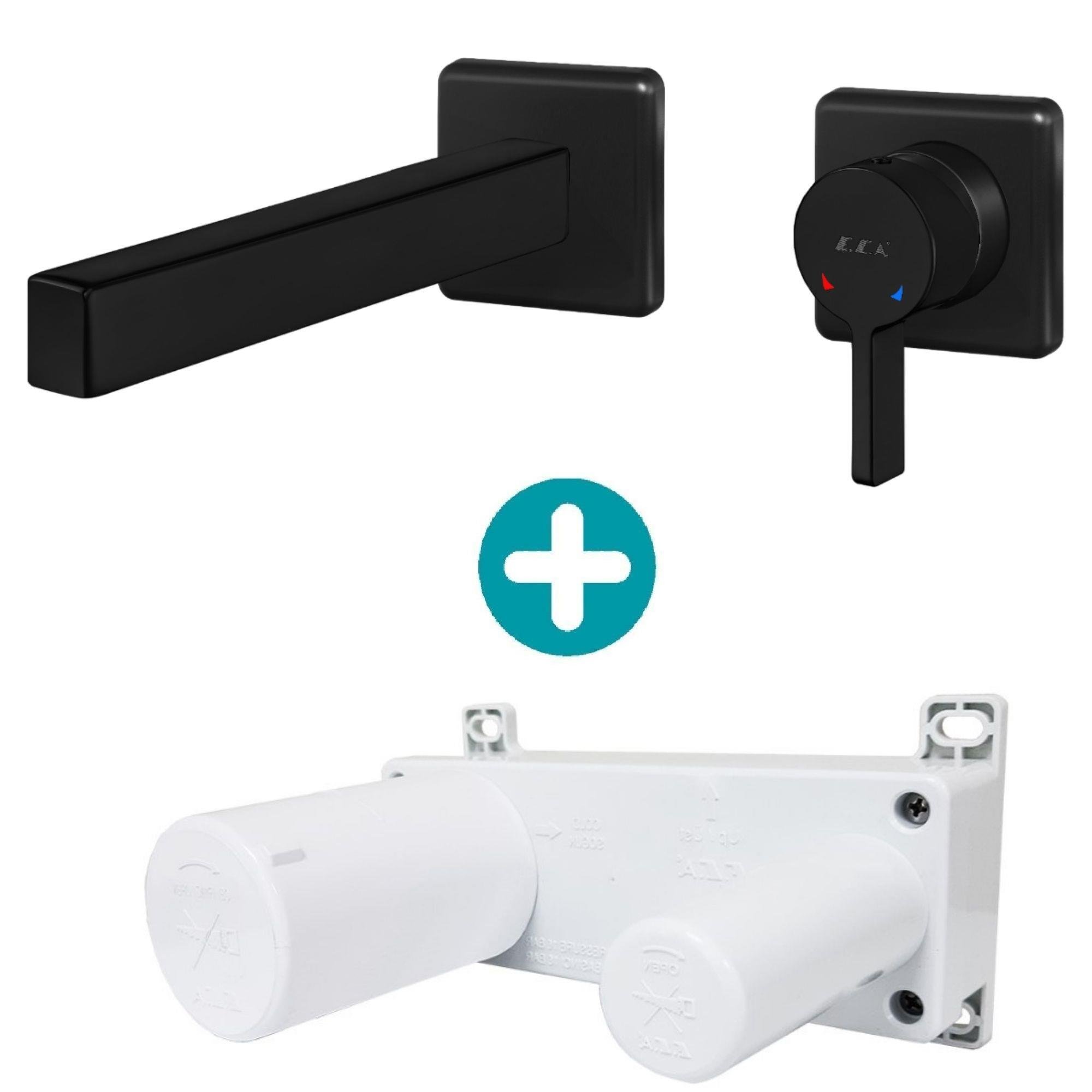 ECA Life Ankastre Lavabo Bataryası Sıva Üstü Ve Sıva Altı Grubu Çift Rozet Mat Siyah