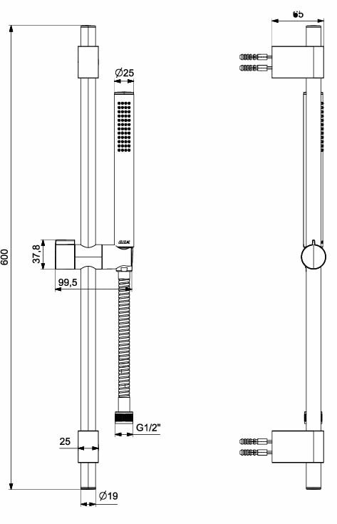 ECA Life Banyo Hareketli Sürgülü Duş Seti Üst Takımı Mat Antrasit Renkli 102146778C5