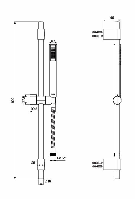 ECA Life Banyo Hareketli Sürgülü Duş Seti Üst Takımı Mat Siyah Renkli 102146777C1