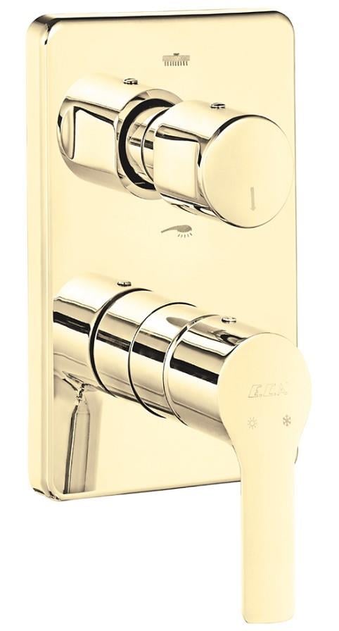 ECA Luna Ankastre 2 Yollu Gömme Banyo Bataryası Altın Renkli Duş Seti Tüm Parçalar Dahil Tavandan Yuvarlak Başlık