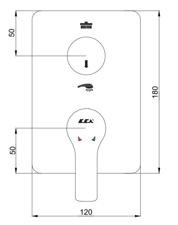 ECA Luna Ankastre 2 Yollu Gömme Banyo Bataryası Altın Renkli Duş Seti Tüm Parçalar Dahil Tavandan Yuvarlak Başlık