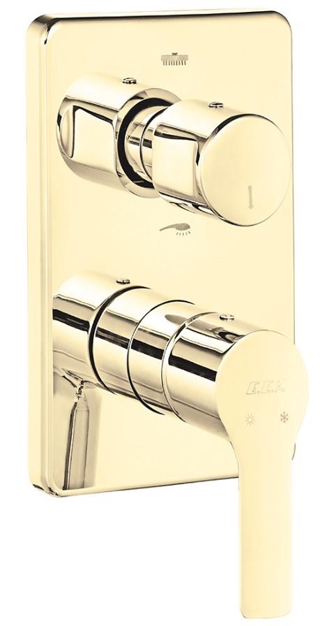 ECA Luna Ankastre 2 Yollu Gömme Banyo Bataryası Altın Renkli Duş Seti Tüm Parçalar Dahil Tavandan Yuvarlak Başlık