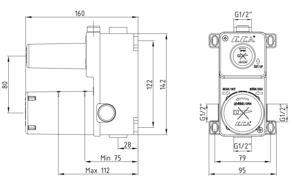 ECA Luna Ankastre Banyo Bataryası Sıva Altı Grubu 2 Yollu Altın Renkli 102866207