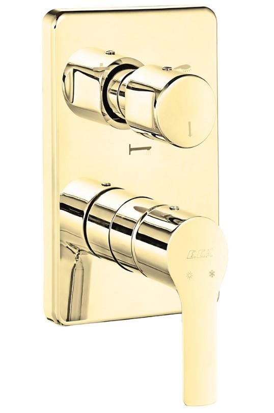 ECA Luna Ankastre Gömme Banyo Bataryası Altın Renkli Duş Seti Tüm Parçalar Dahil Tavandan Yuvarlak Başlık