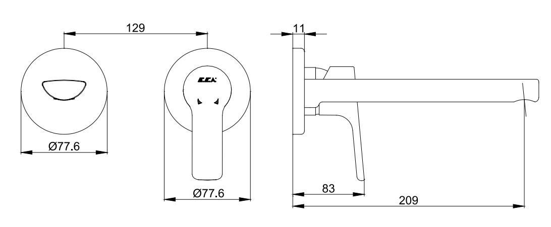 ECA Luna Ankastre Lavabo Bataryası Sıva Üstü Çift Rozet 102167606-YY