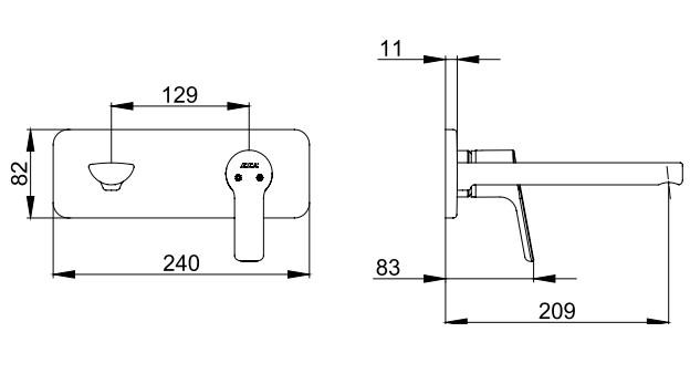 ECA Luna Ankastre Lavabo Bataryası Sıva Üstü Tek Rozet Altın Renkli 102867606-K