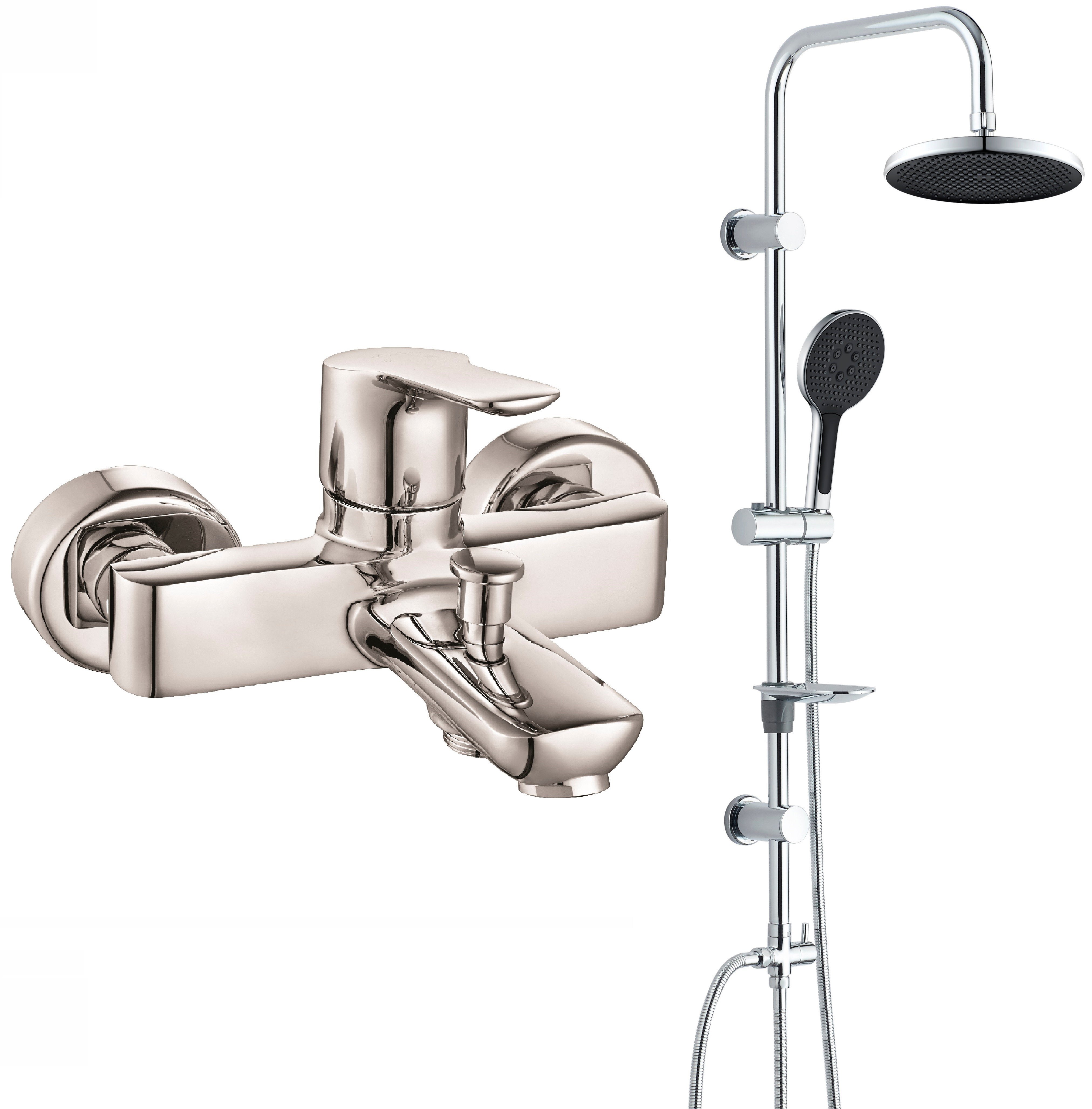 ECA Luna Banyo Bataryası + T-MAY Halıtlı Tepe Duş Takımı Seti Krom Paslanmaz