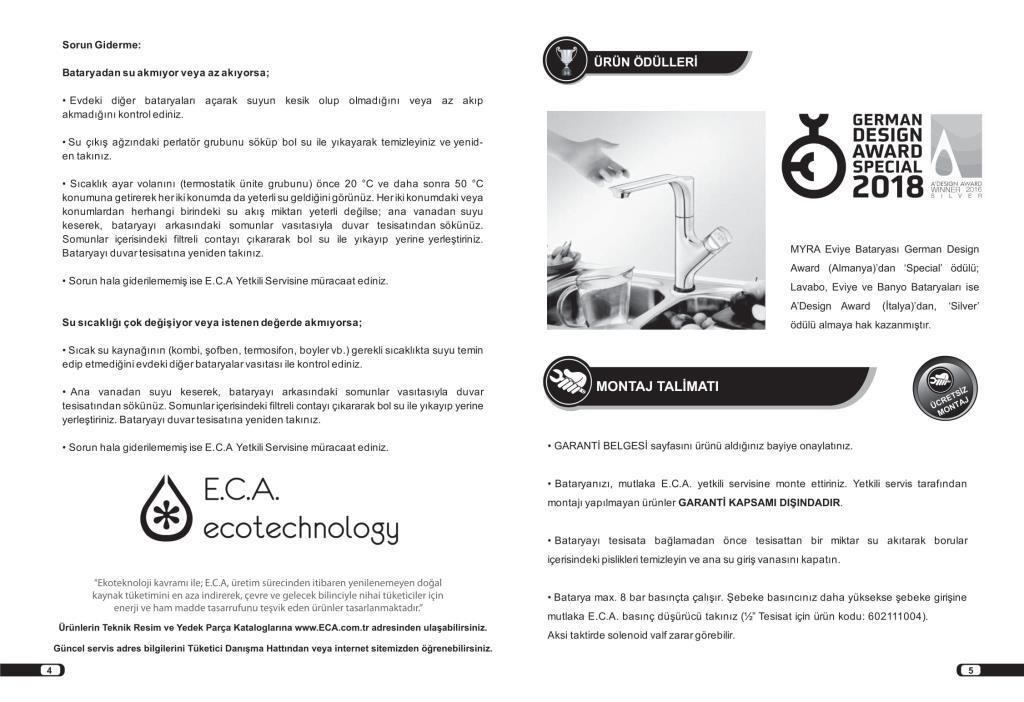 ECA Luna Dokunmatik Mutfak Eviye Bataryası Hijyenik 102118075H