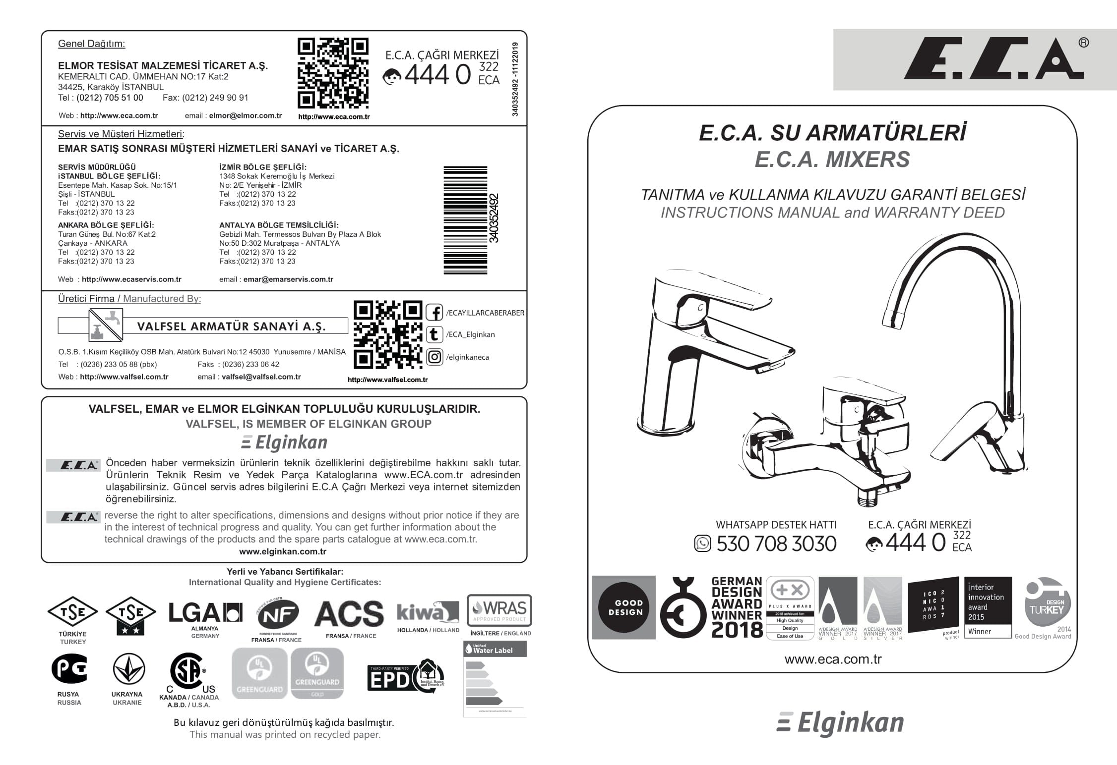 ECA Luna Yüksek Tip Lavabo Bataryası 102108949