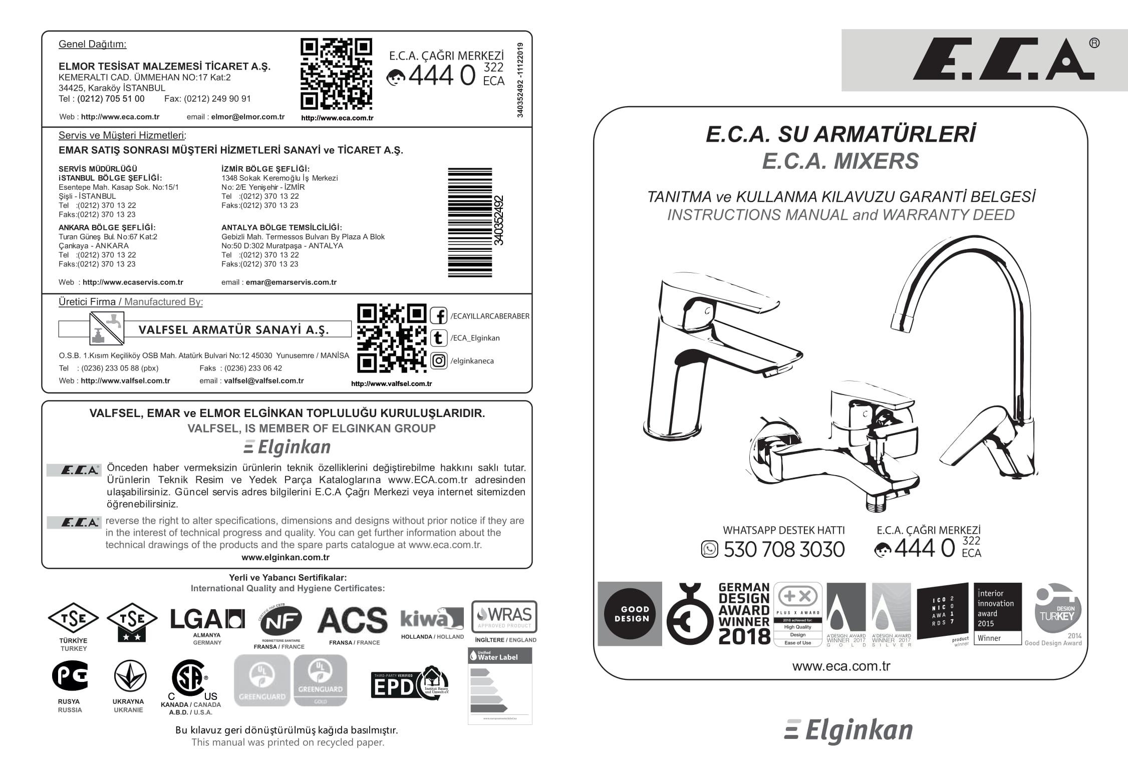 ECA Luna Yüksek Tip Lavabo Bataryası 102108949