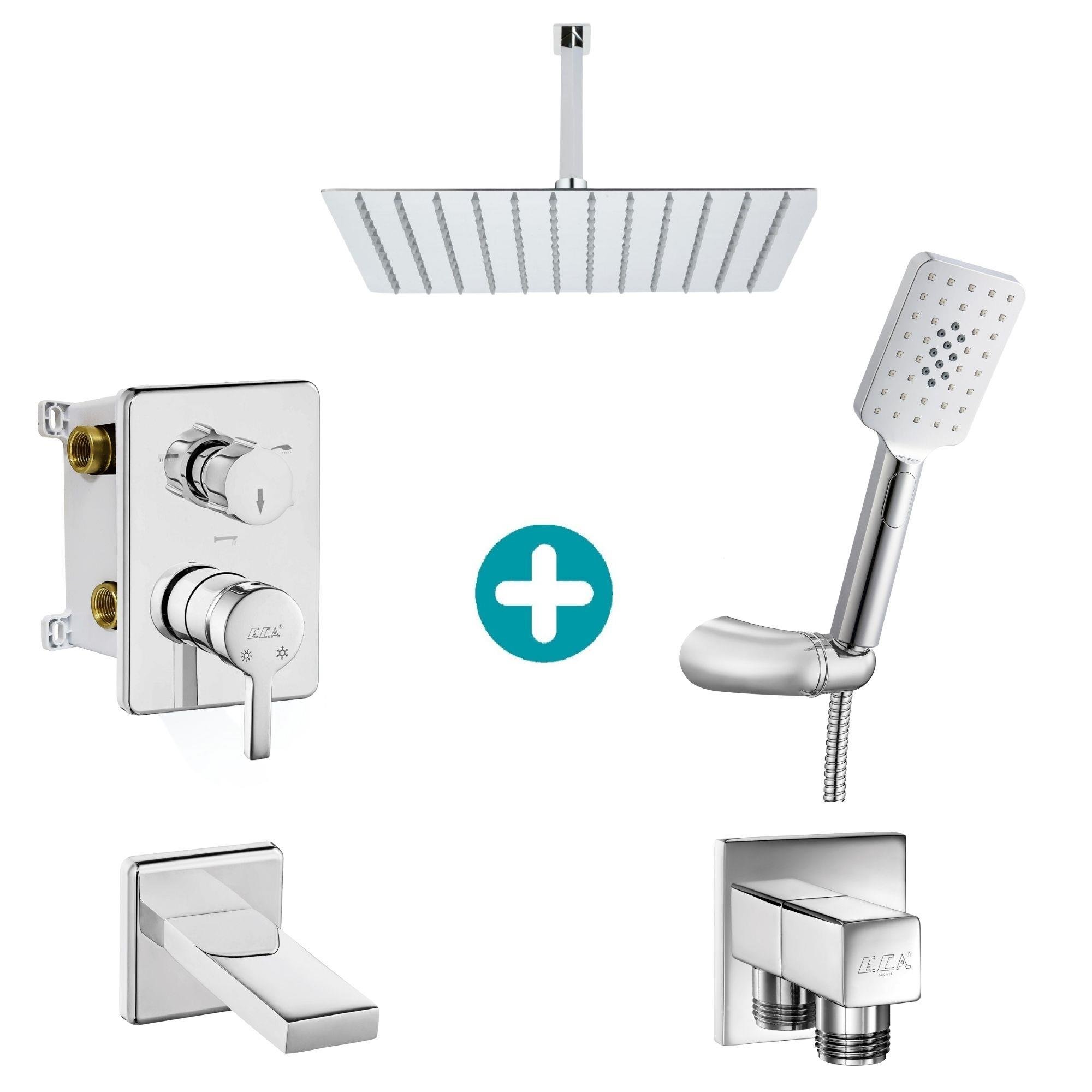 ECA Mina Ankastre Gömme Banyo Bataryası Duş Seti Tüm Parçalar Dahil 40x40