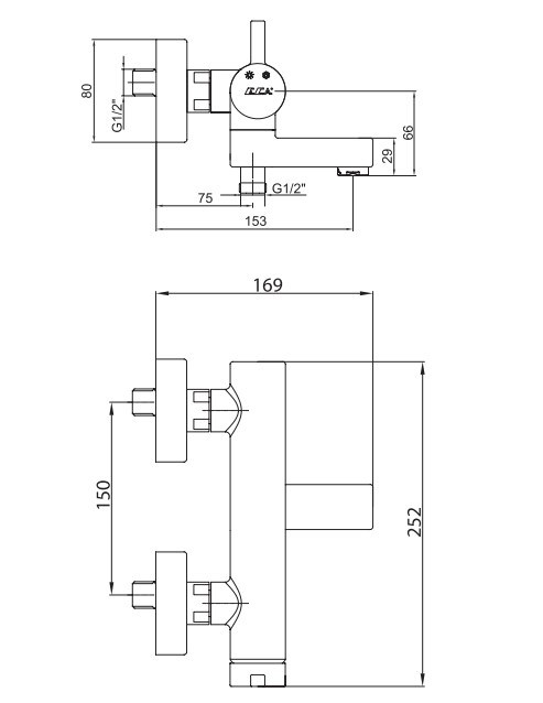 ECA Mina Banyo Bataryası + T-MAY Kağan Kare Borulu Hareketli Sürgülü Duş Seti Üst Takımı