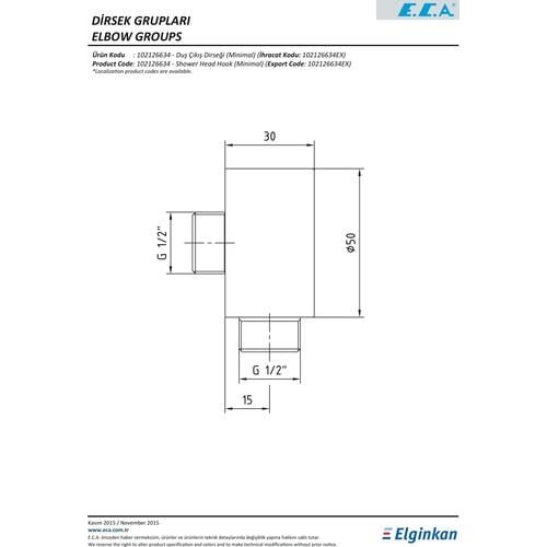 ECA Minimal Ankastre Duş Çıkış Dirseği 102126634