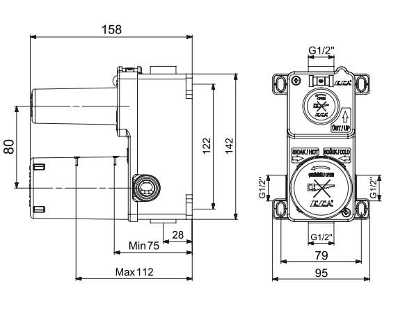ECA Myra Ankastre Banyo Bataryası Sıva Altı Grubu 2 Yollu Mat Beyaz 102166207C4