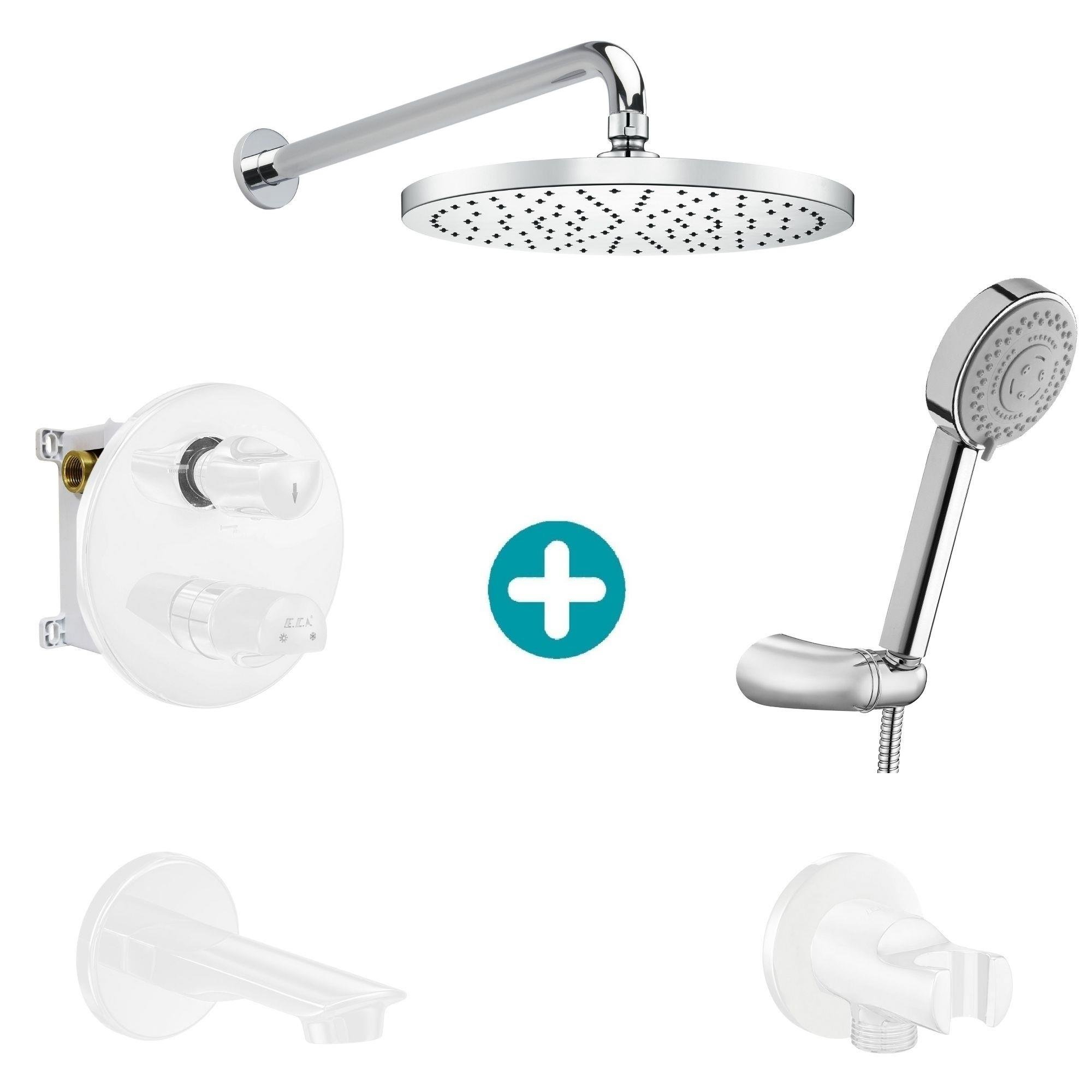 ECA Myra Ankastre Gömme Banyo Bataryası Mat Beyaz Duş Seti Tüm Parçalar Dahil