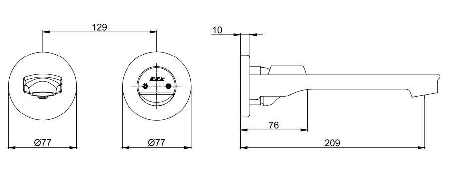 ECA Myra Ankastre Lavabo Bataryası Sıva Üstü Çift Rozet Mat Beyaz 102167603C4-YY