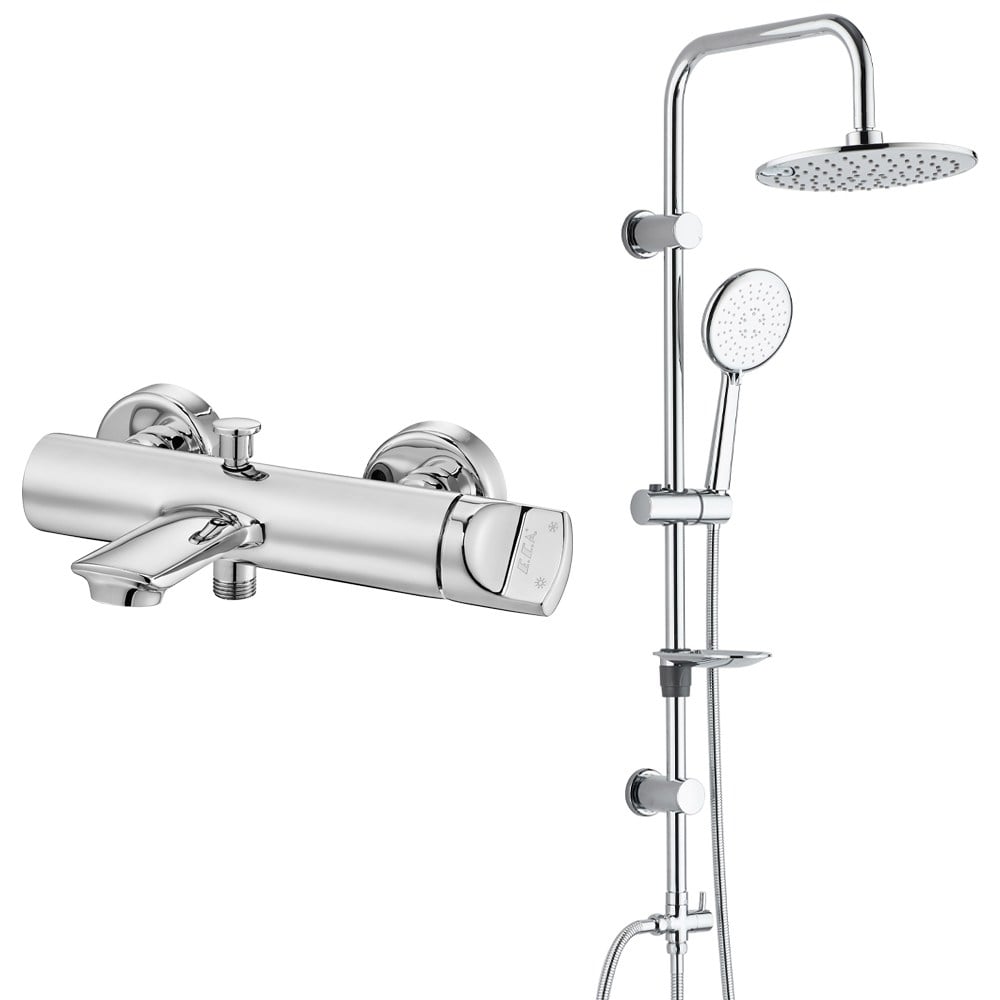 ECA Myra Banyo Bataryası+T-MAY Banyo Bostan Oval Tepe Duş Takımı Seti Paslanmaz Krom
