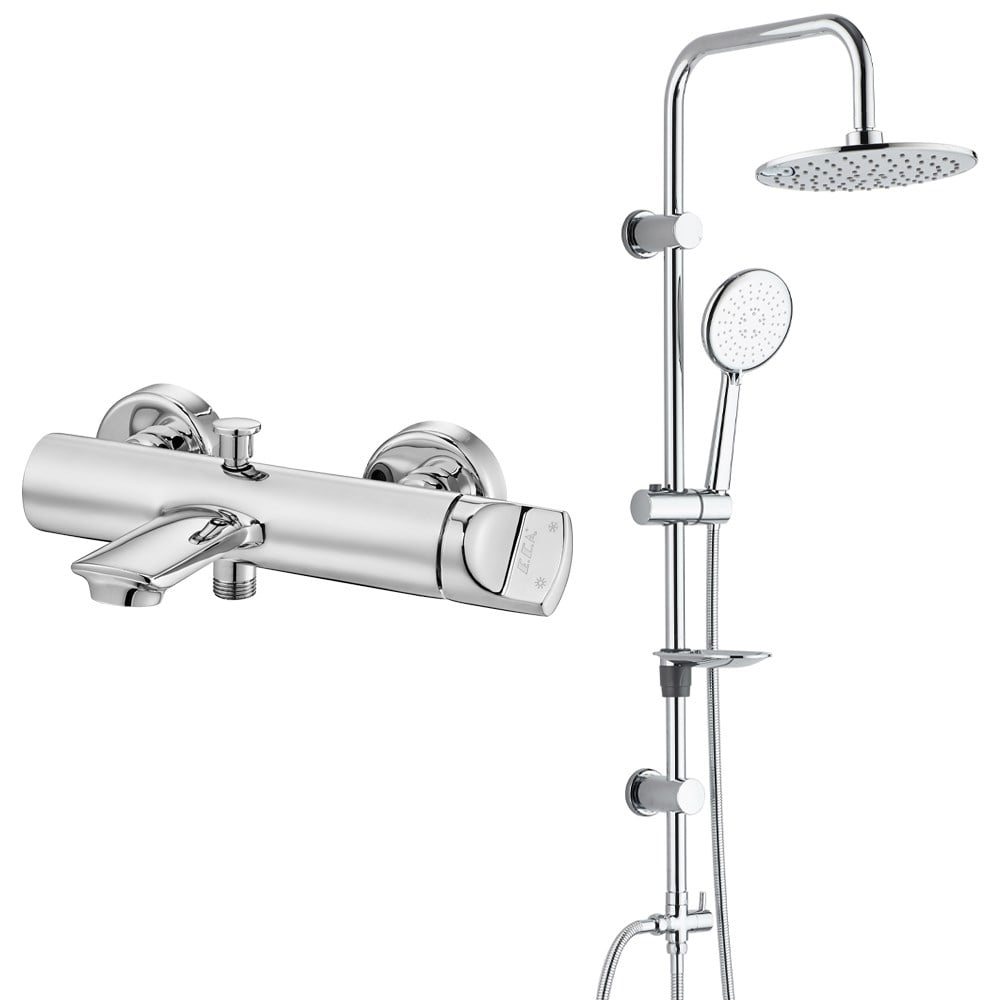 ECA Myra Banyo Bataryası+T-MAY Banyo Bostan Oval Tepe Duş Takımı Seti Paslanmaz Krom