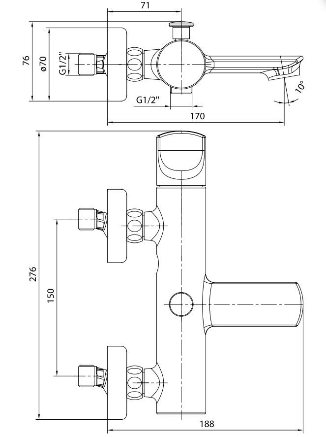 ECA Myra Banyo Bataryası+T-MAY Banyo Bostan Oval Tepe Duş Takımı Seti Paslanmaz Krom