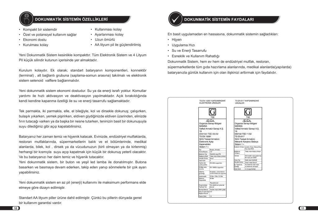 ECA Myra Dokunmatik Lavabo Bataryası 102188031H