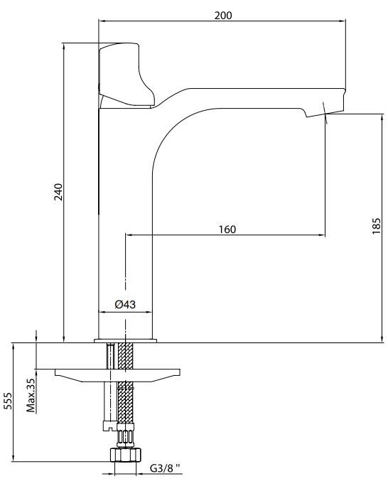 ECA Myra Orta Boy Tip Lavabo Bataryası Siyah Renkli 104508983