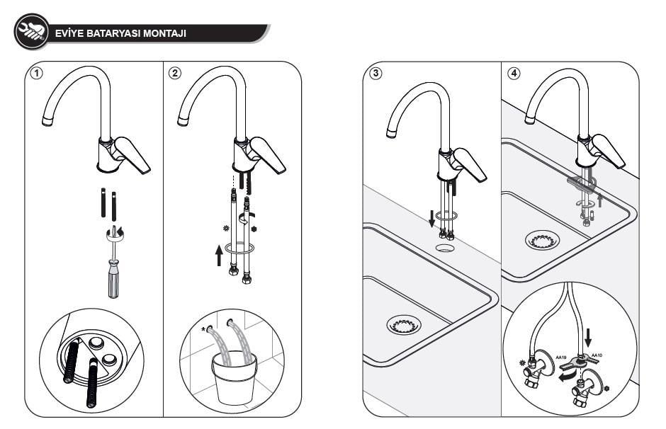 ECA Niobe 3'lü Batarya Seti(Banyo 482+Lavabo 054+Eviye 098)
