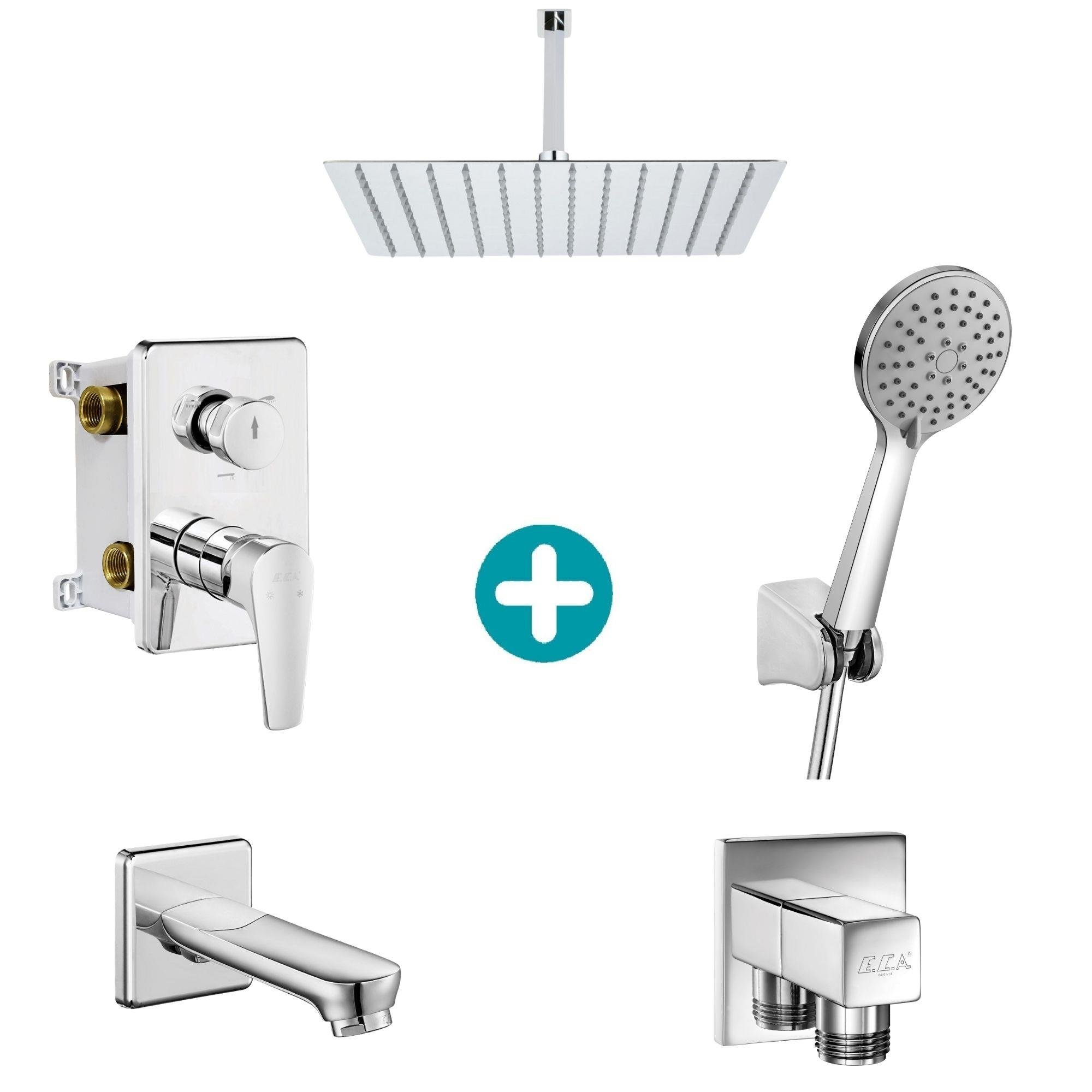 ECA Niobe Ankastre Gömme Banyo Bataryası Duş Seti Tüm Parçalar Dahil 40x40 