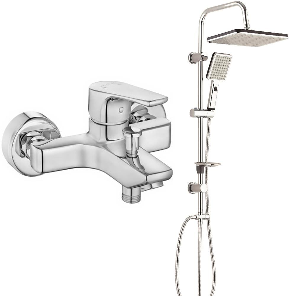 Eca Niobe Banyo Bataryası + T-MAY Banyo Sümbül Kare Tepe Duş Takımı Seti Krom Paslanmaz