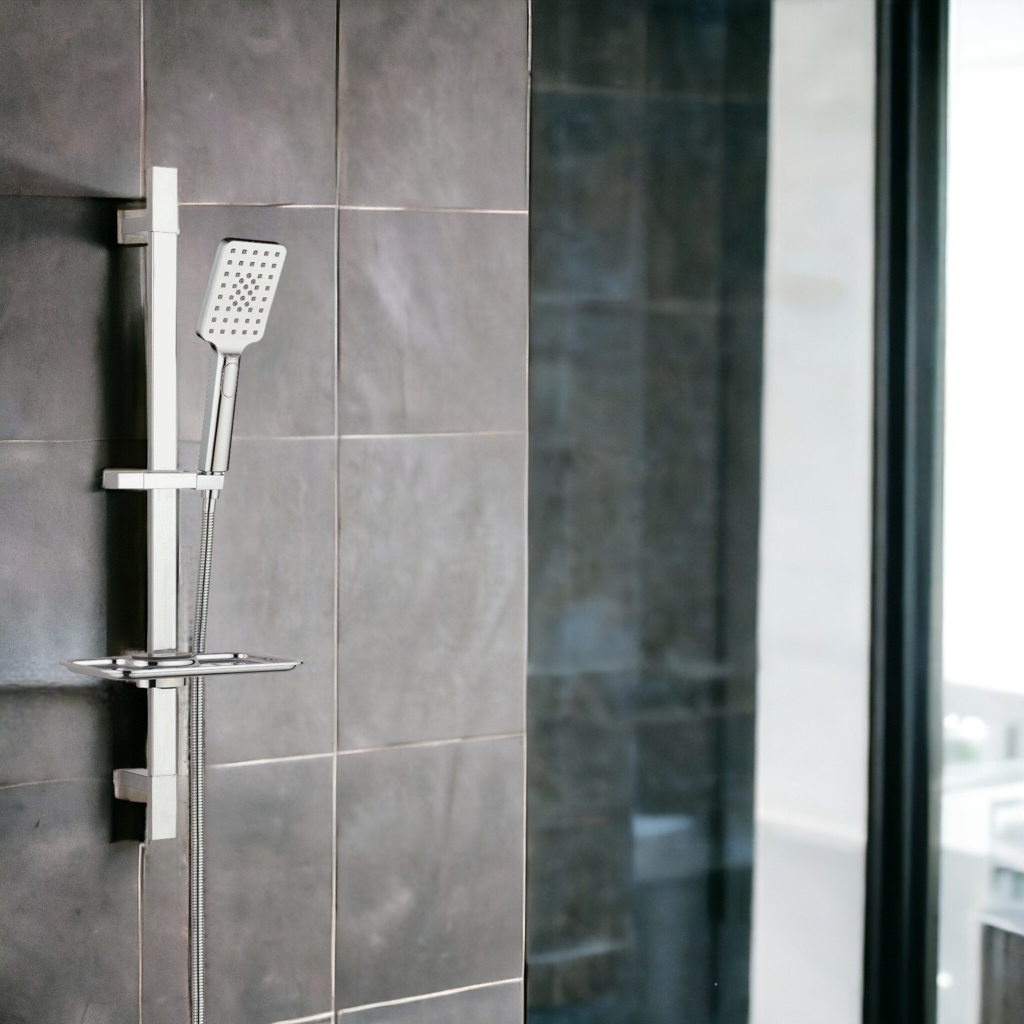 ECA Niobe Banyo Bataryası + T-MAY Belen Kare Borulu Hareketli Sürgülü Duş Seti Üst Takımı