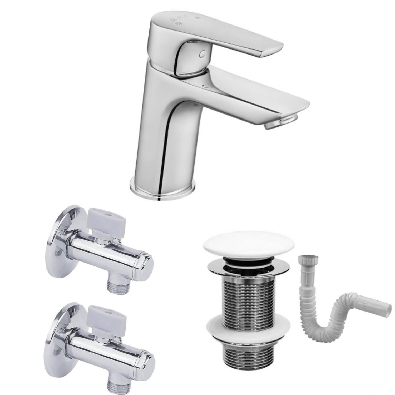 ECA Niobe Lavabo Batarya 053+2 Adet ECA Filtreli Ara Musluk+Popup