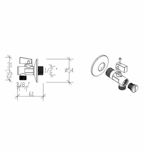 ECA Niobe Lavabo Bataryası 053+2Adet TEMA Filtreli Ara Musluk