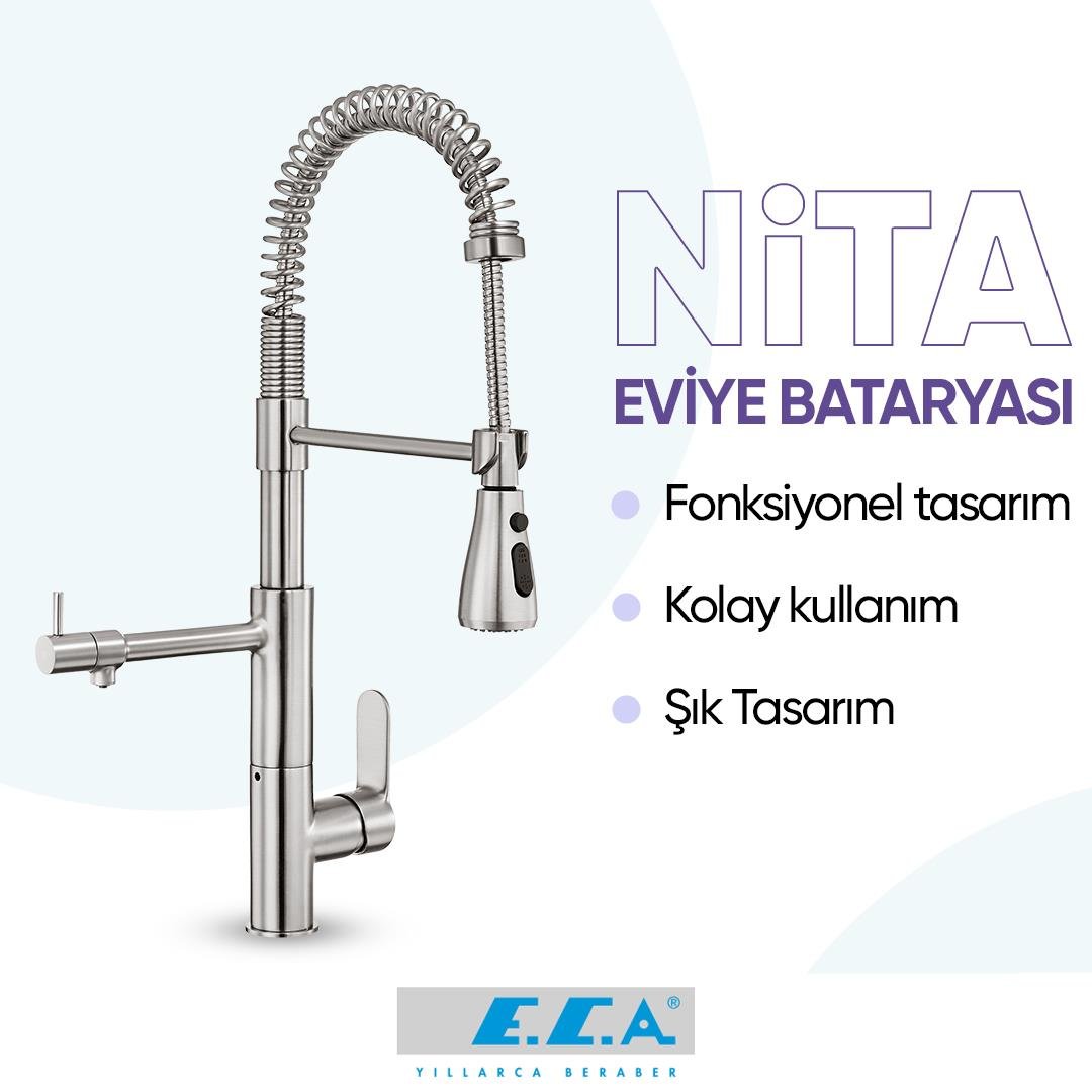 ECA Nita 3 Akışlı Arıtıcı Mutfak Eviye Bataryası Su Arıtma Bağlantılı Paslanmaz Çelik Görünümlü 102518350