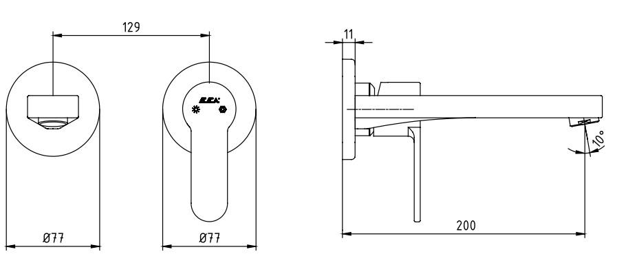 ECA Nita Ankastre Lavabo Bataryası Sıva Üstü Çift Rozet 102167608-YY