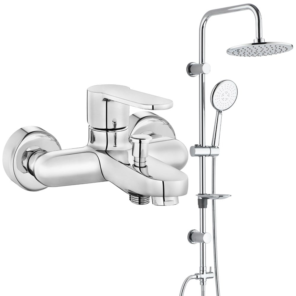 ECA Nita Banyo Bataryası+T-MAY Banyo Bostan Oval Tepe Duş Takımı Seti Paslanmaz Krom