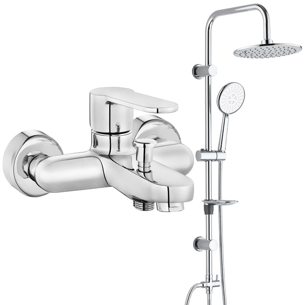 ECA Nita Banyo Bataryası+T-MAY Banyo Bostan Oval Tepe Duş Takımı Seti Paslanmaz Krom