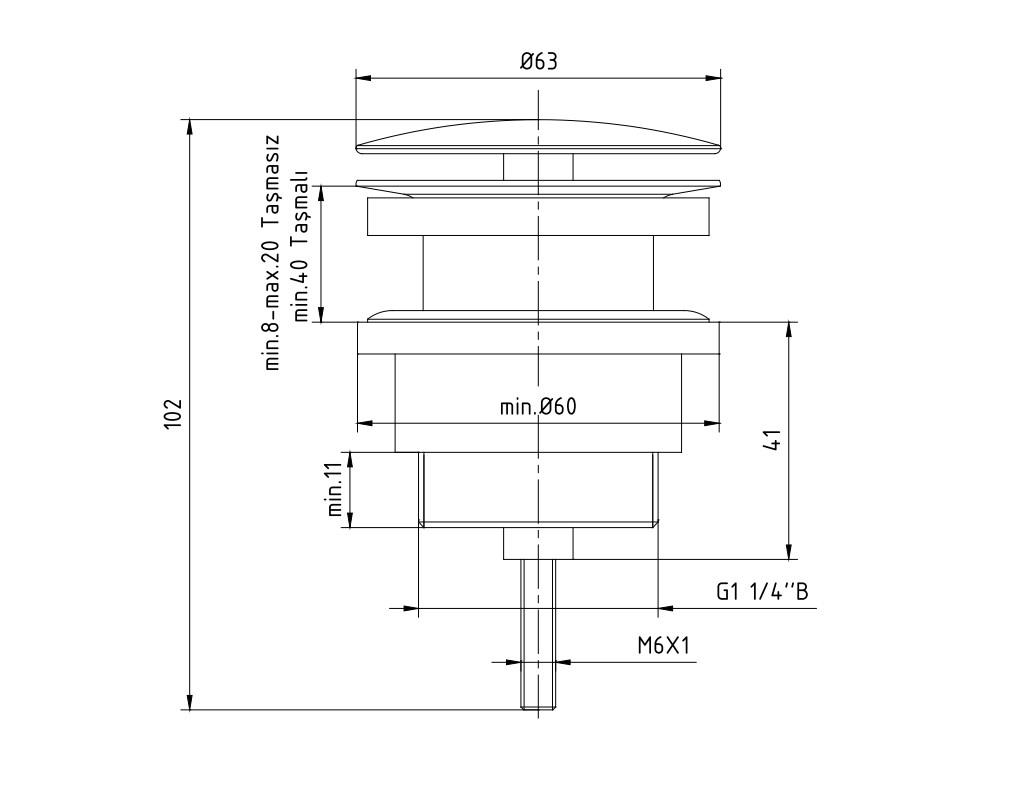 ECA Pirinç Krom Sabit Taşmalı Taşmasız Lavabo Sifonu 402129032