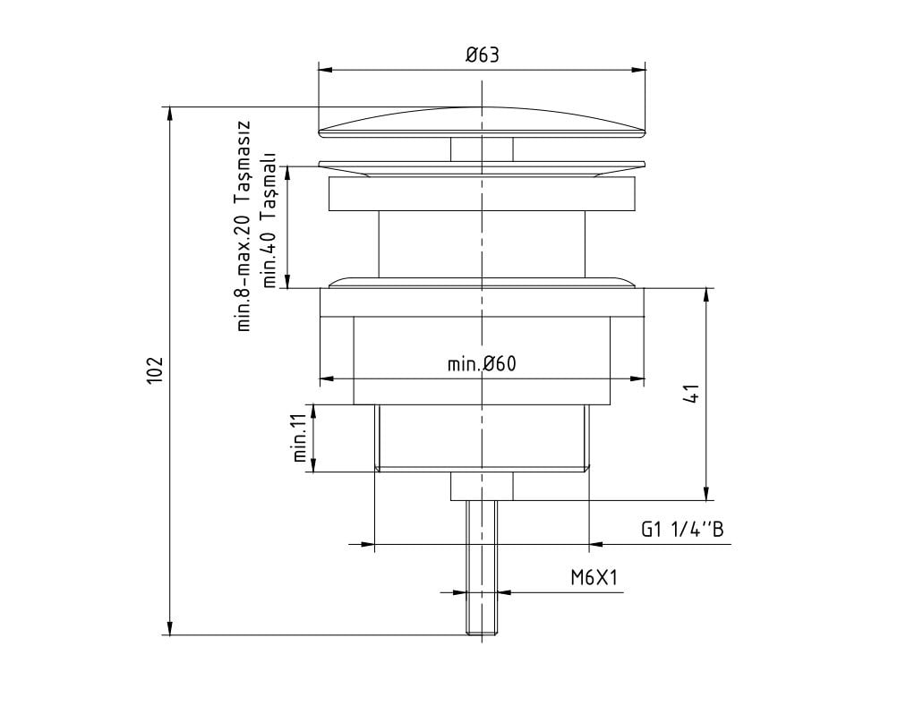 ECA Pirinç Krom Sabit Taşmalı Taşmasız Lavabo Sifonu 402129032