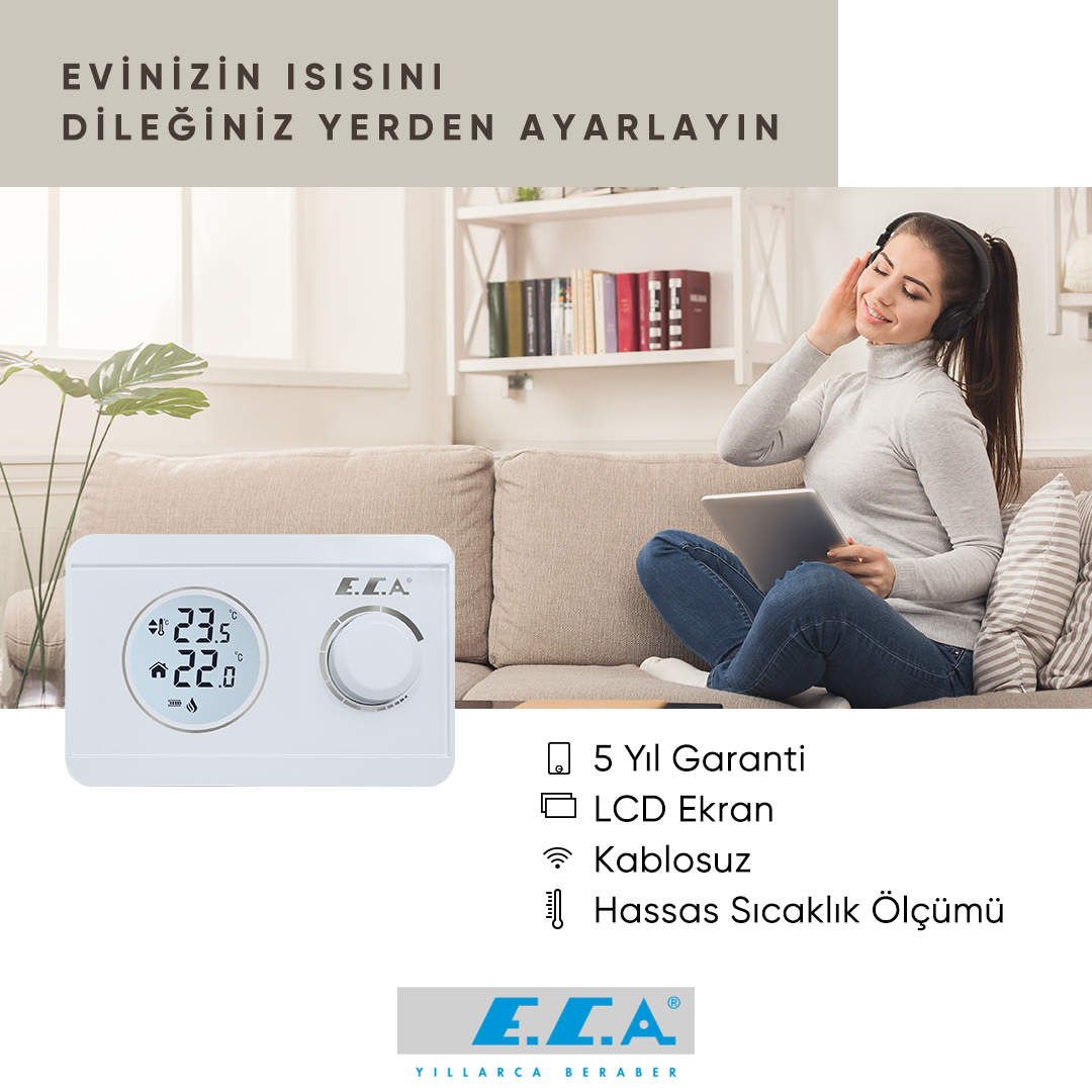 ECA Poly 100 W On/Of Kablosuz Oda Termostatı 7006903001