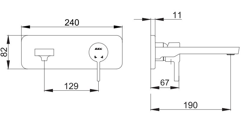 ECA Purity Ankastre Lavabo Bataryası Sıva Üstü Tek Rozet 102167602H-K