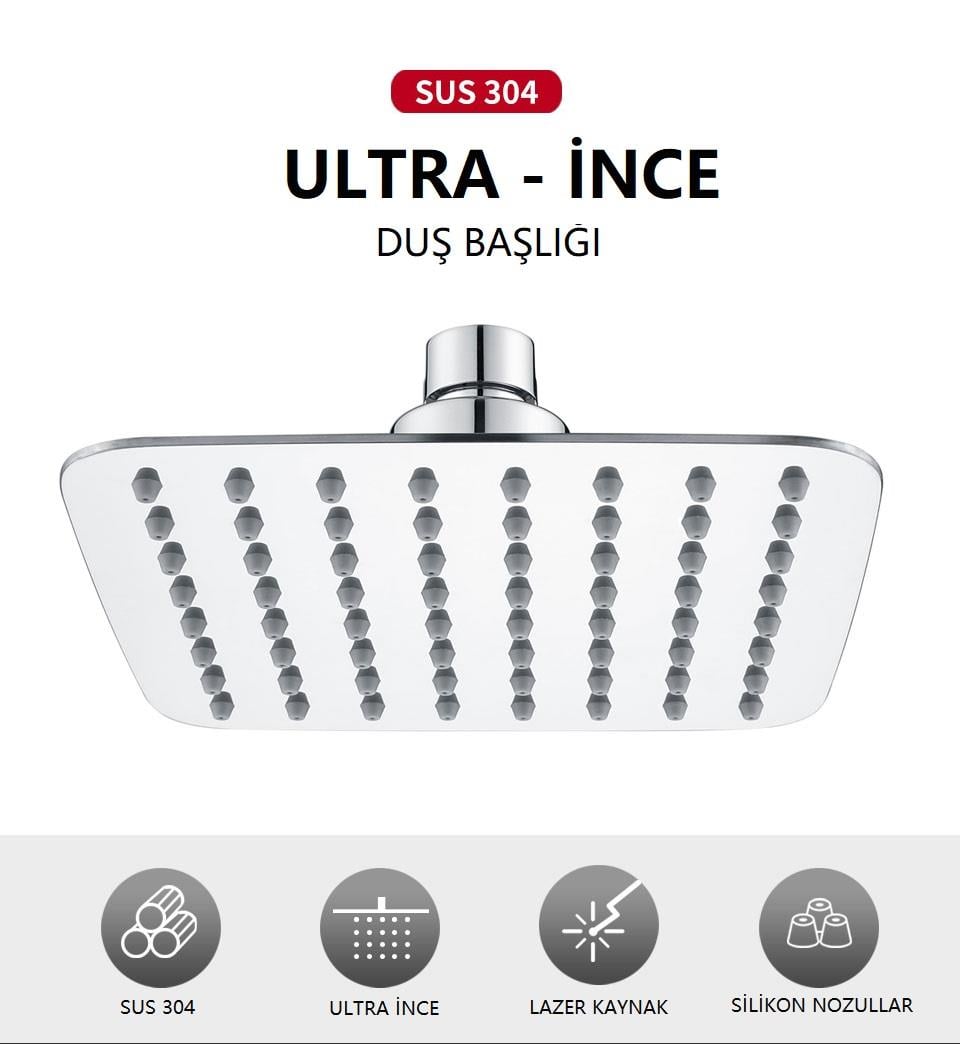 Eca Purity Banyo Bataryası + T-MAY Sarte Tepe Duş Takımı Seti Krom Paslanmaz