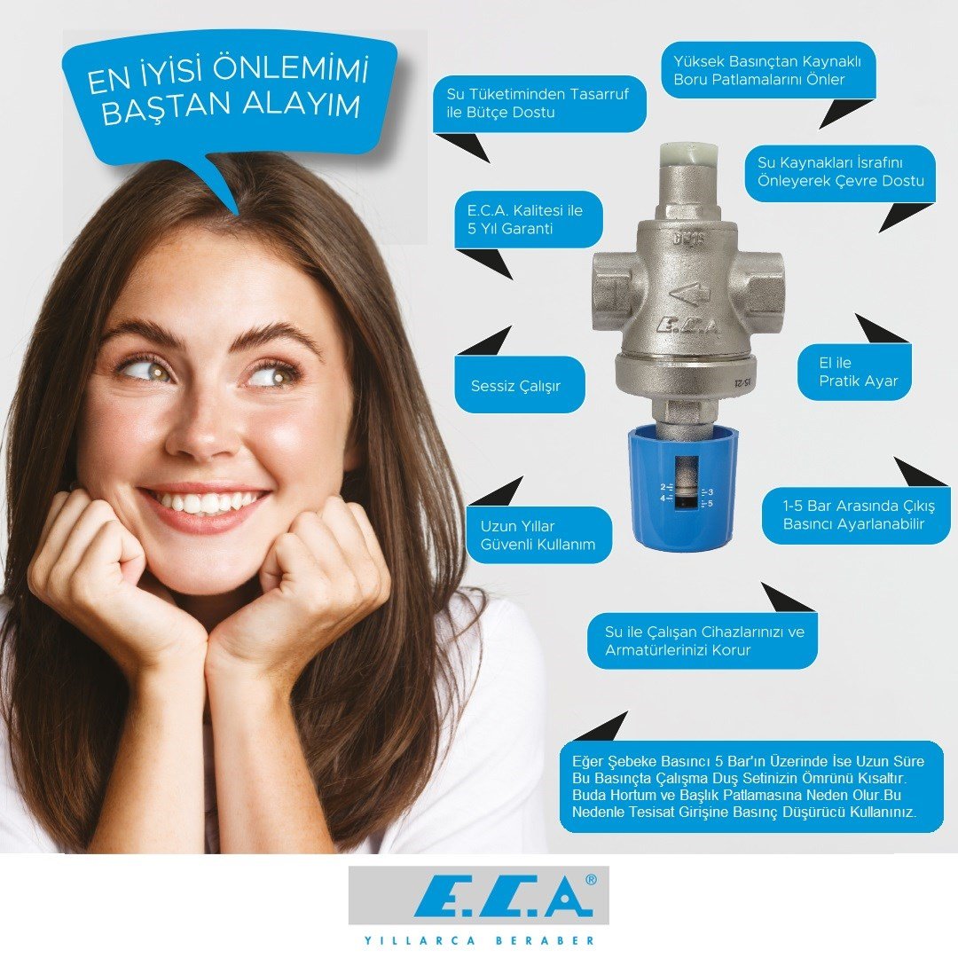 ECA Purity Banyo Bataryası+T-MAY Banyo Çam Kare Tepe Duş Takımı Seti Paslanmaz Krom