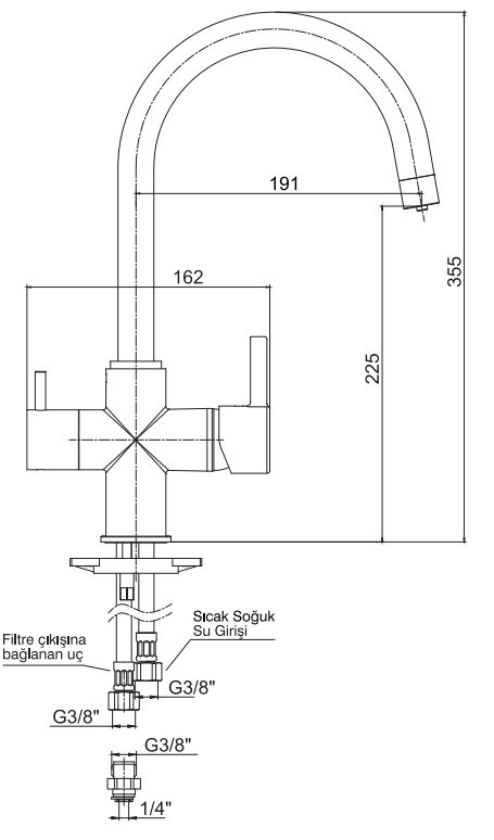 ECA Purity Dual Flow Çift Akışlı Arıtıcı Eviye Bataryası Su Arıtma Bağlantılı 102118139H 