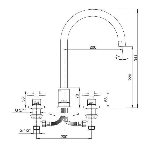 ECA Quadrille Ankastre Lavabo Bataryası Tezgah Üstü Altın Renkli 102805152