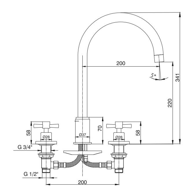 ECA Quadrille Ankastre Lavabo Bataryası Tezgah Üstü 102105152